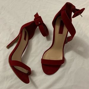 Forever 21 Red Suede Open Toe Heels